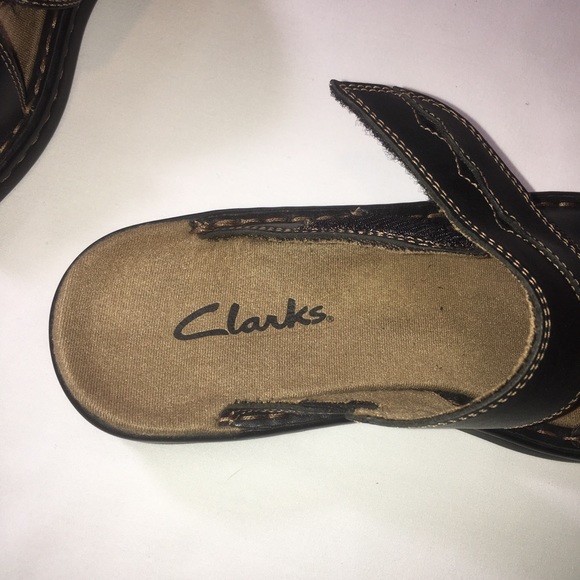 Clark’s Leather Slide Sandals Women’s Brown Sz: 7N - Picture 6 of 10